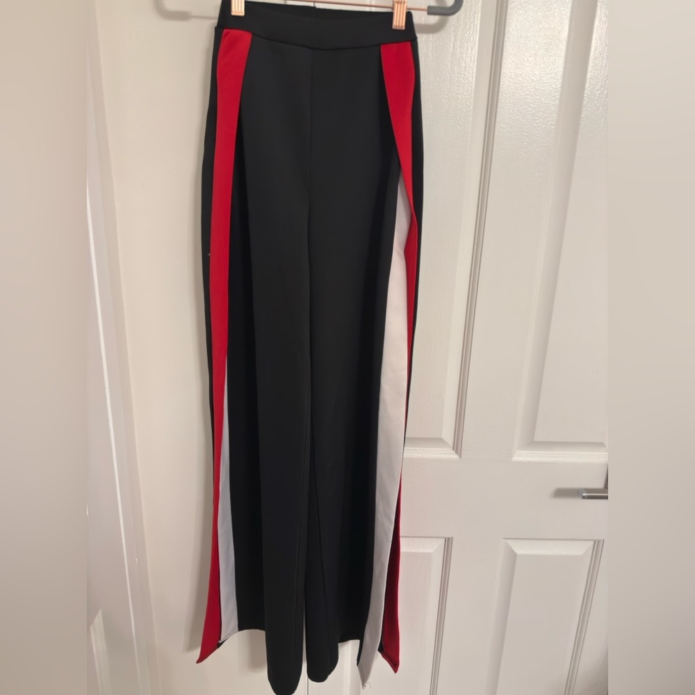 PrettyLittleThing Black Pants with Red and White Accents